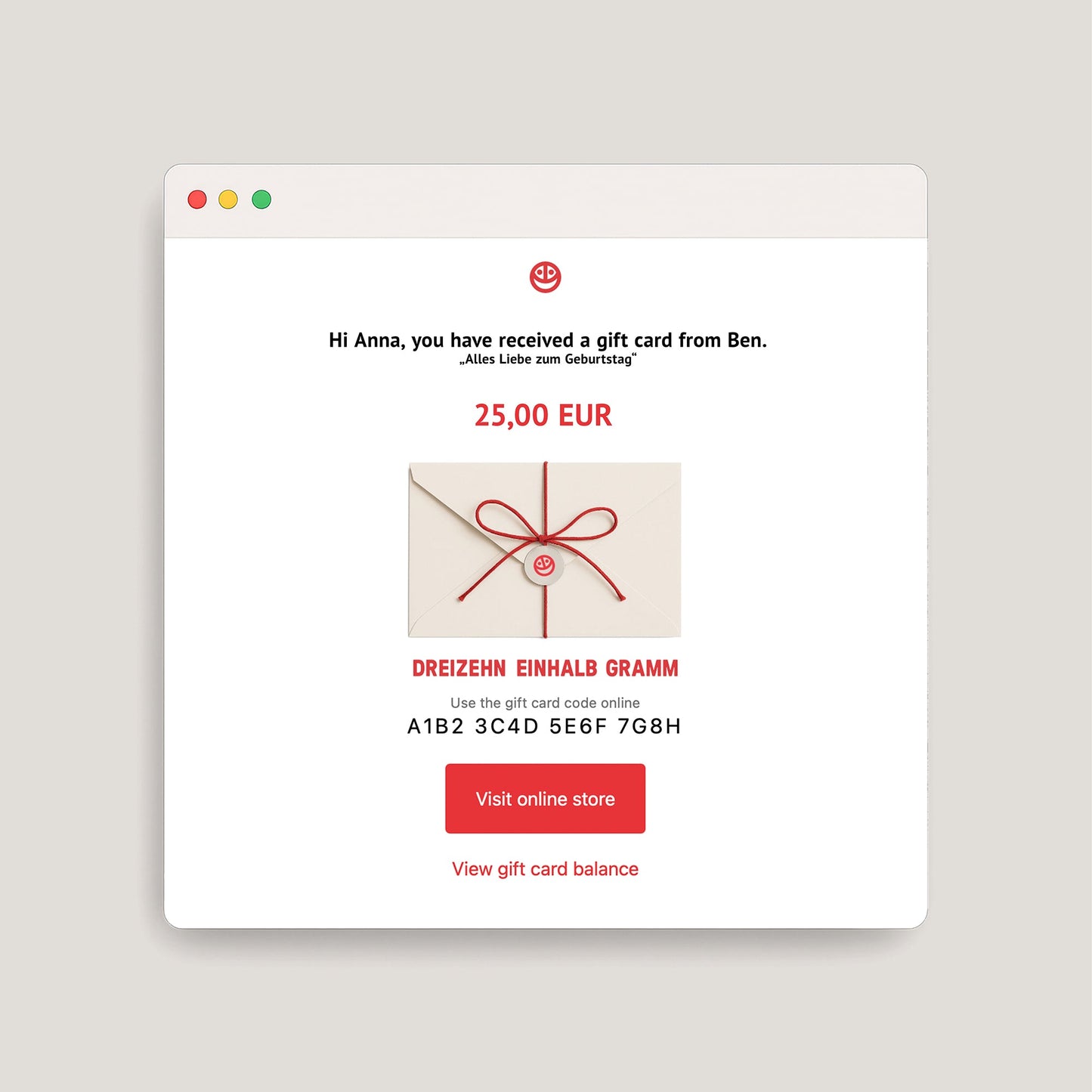 Digital voucher delivered by email