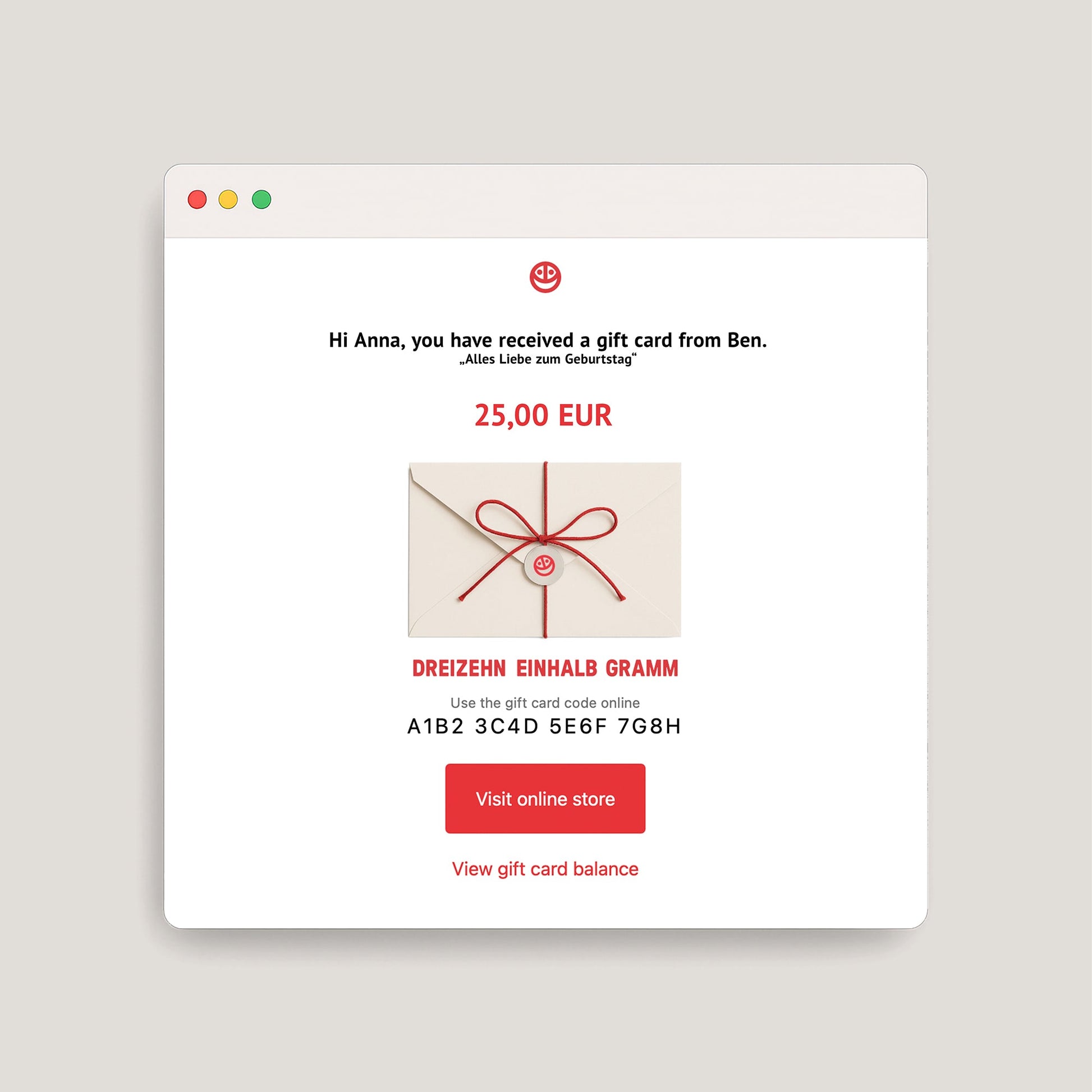 Digital voucher delivered by email