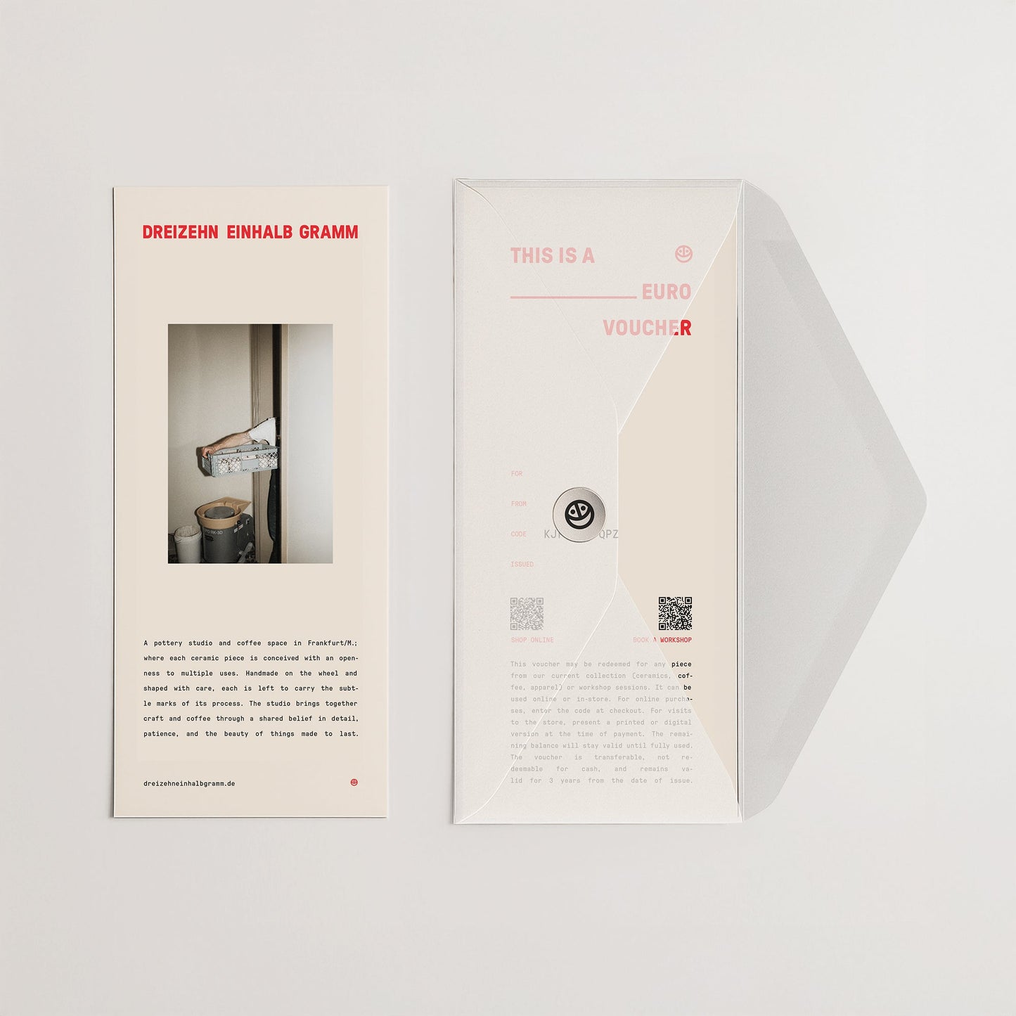 Physical voucher card printed in the studio